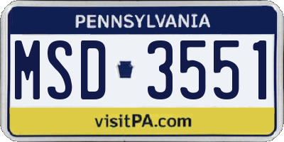 PA license plate MSD3551