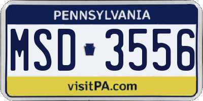 PA license plate MSD3556