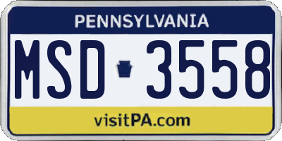 PA license plate MSD3558