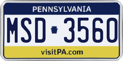 PA license plate MSD3560