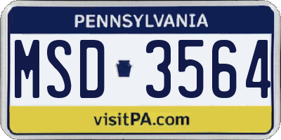PA license plate MSD3564