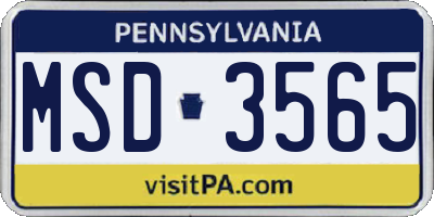 PA license plate MSD3565