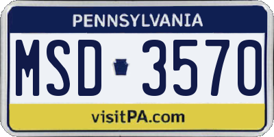 PA license plate MSD3570