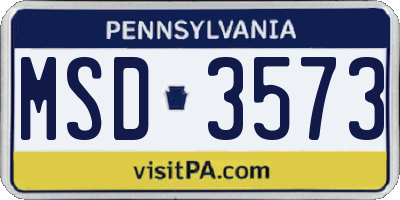 PA license plate MSD3573