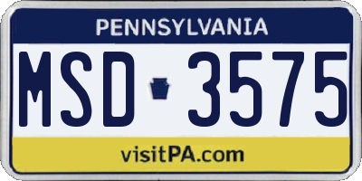PA license plate MSD3575