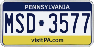 PA license plate MSD3577