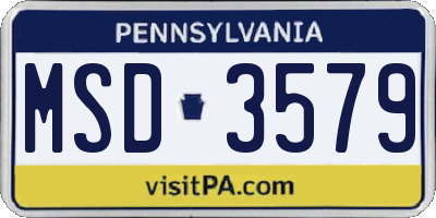 PA license plate MSD3579