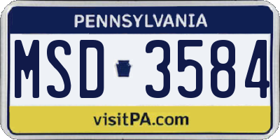 PA license plate MSD3584