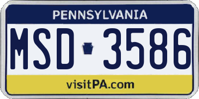 PA license plate MSD3586