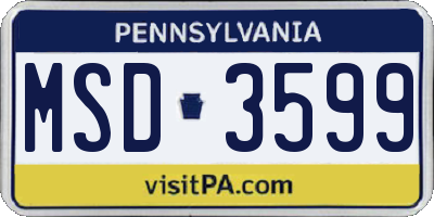 PA license plate MSD3599