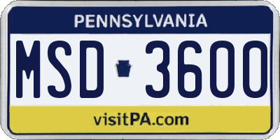 PA license plate MSD3600