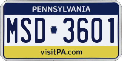 PA license plate MSD3601