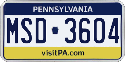 PA license plate MSD3604