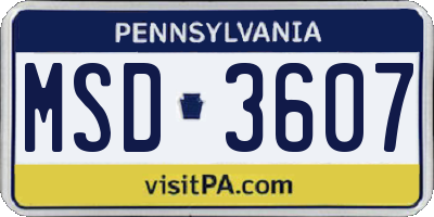 PA license plate MSD3607
