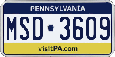 PA license plate MSD3609