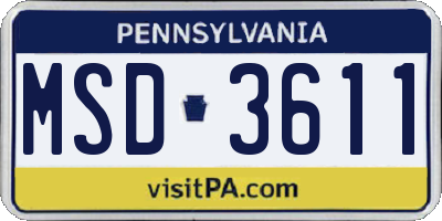 PA license plate MSD3611