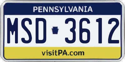 PA license plate MSD3612
