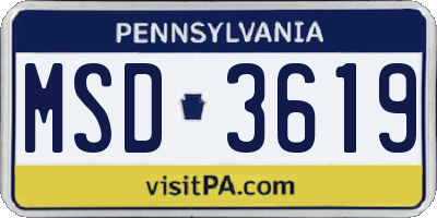 PA license plate MSD3619
