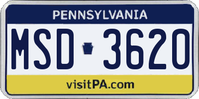 PA license plate MSD3620