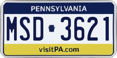 PA license plate MSD3621