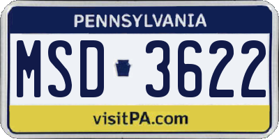 PA license plate MSD3622