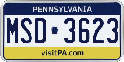 PA license plate MSD3623