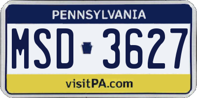 PA license plate MSD3627