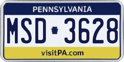 PA license plate MSD3628