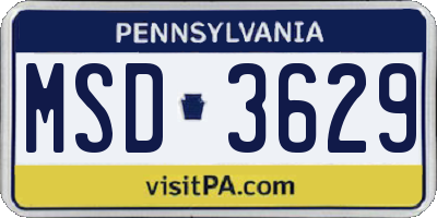 PA license plate MSD3629