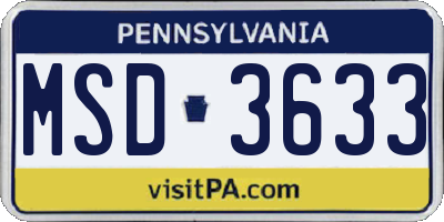 PA license plate MSD3633