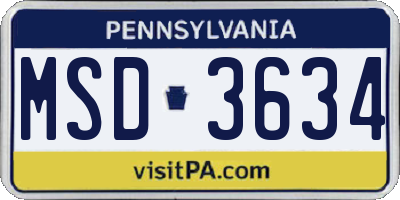 PA license plate MSD3634
