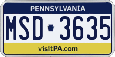 PA license plate MSD3635