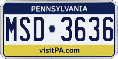 PA license plate MSD3636