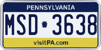 PA license plate MSD3638