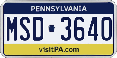 PA license plate MSD3640
