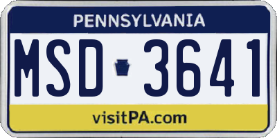 PA license plate MSD3641
