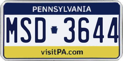 PA license plate MSD3644