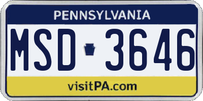 PA license plate MSD3646