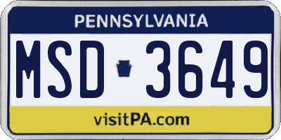 PA license plate MSD3649