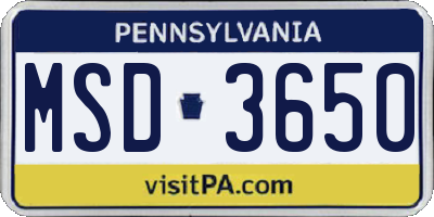 PA license plate MSD3650