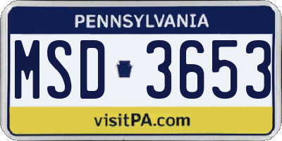 PA license plate MSD3653