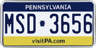 PA license plate MSD3656