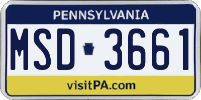 PA license plate MSD3661