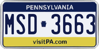 PA license plate MSD3663