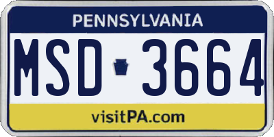 PA license plate MSD3664
