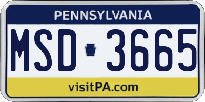 PA license plate MSD3665