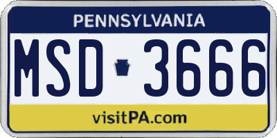 PA license plate MSD3666