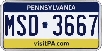 PA license plate MSD3667