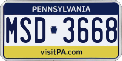 PA license plate MSD3668