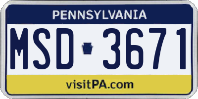 PA license plate MSD3671